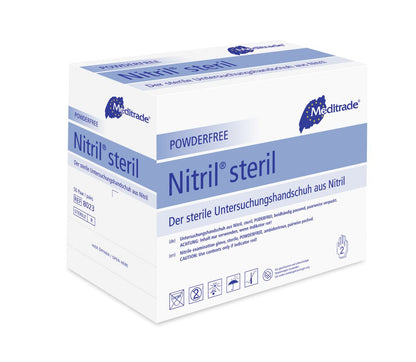 Sterile Nitril® Untersuchungshandschuhe Gr. XL in blauer Verpackung.