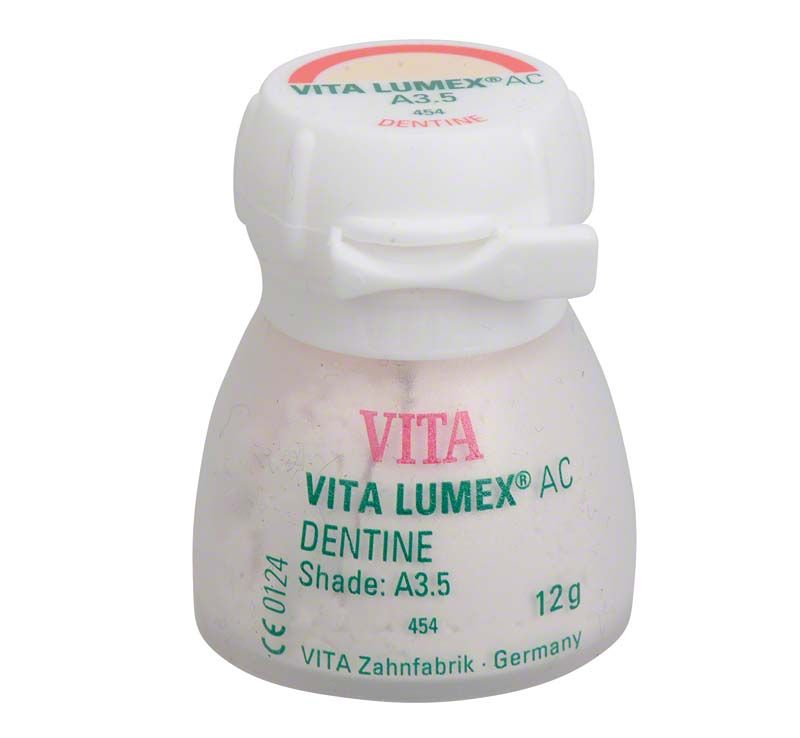 VITA LUMEX® AC Opaque Dentine 12g A3,5 in weißem Behälter mit Verschluss.