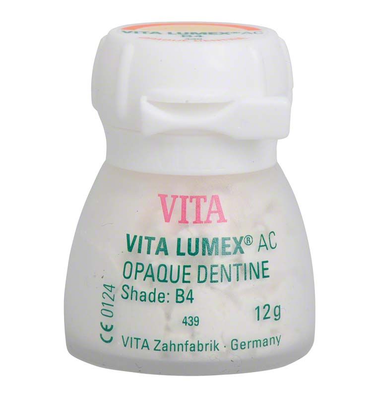 VITA LUMEX® AC Opaque Dentine 12g B4 in weißem Behälter.