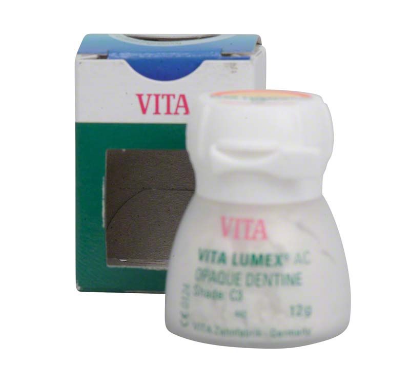 VITA LUMEX® AC Opaque Dentine 12g C3 vor Verpackung.