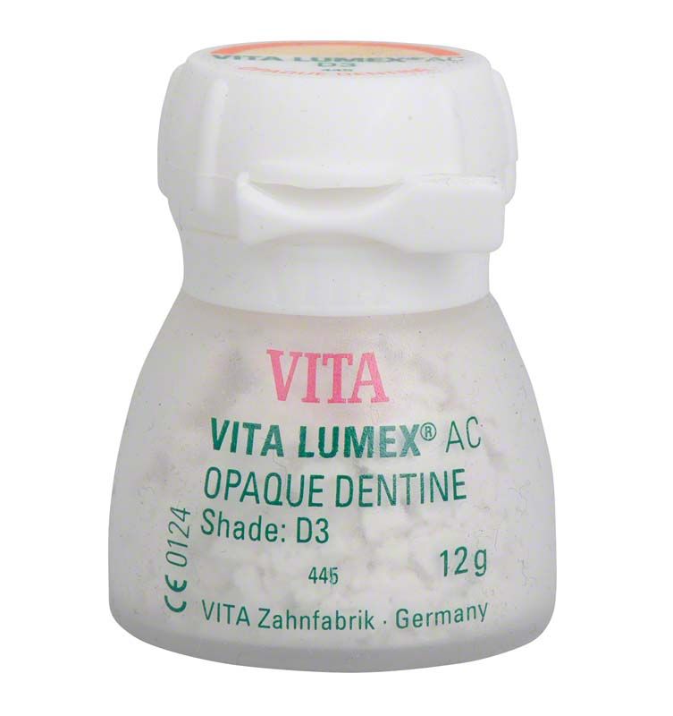 VITA LUMEX® AC Opaque Dentine, 12g, Farbton D3, in Flasche.