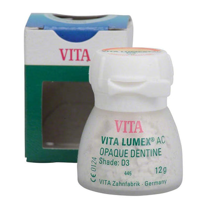 VITA LUMEX® AC Opaque Dentine 12g D3 Flasche vor Verpackung.