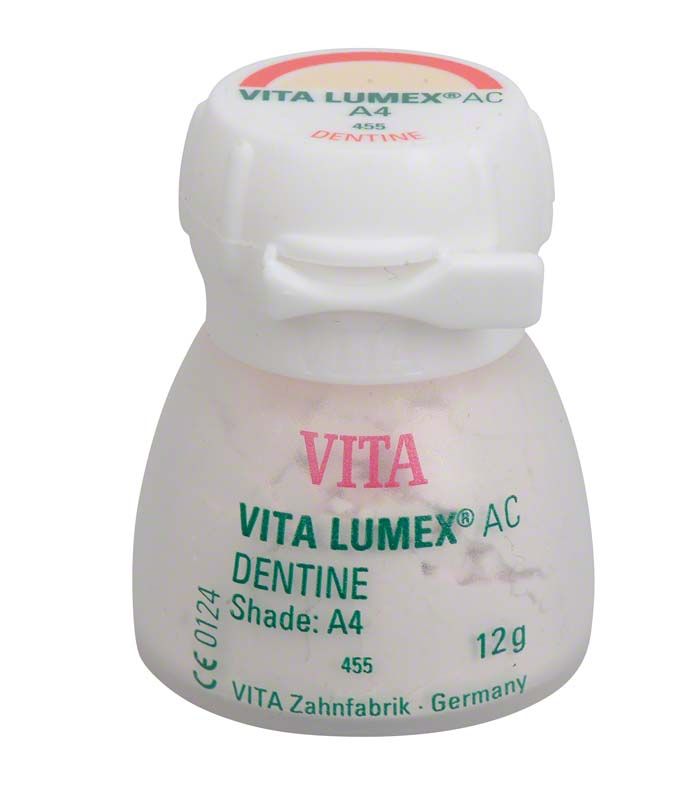 VITA LUMEX® AC Dentine 12g, Farbton A4, in Kunststoffbehälter.