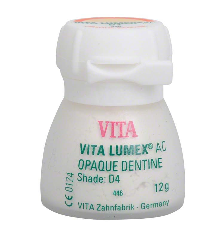 VITA LUMEX® AC Dentine 12g B2 in weißem Behälter mit grünem Aufdruck.