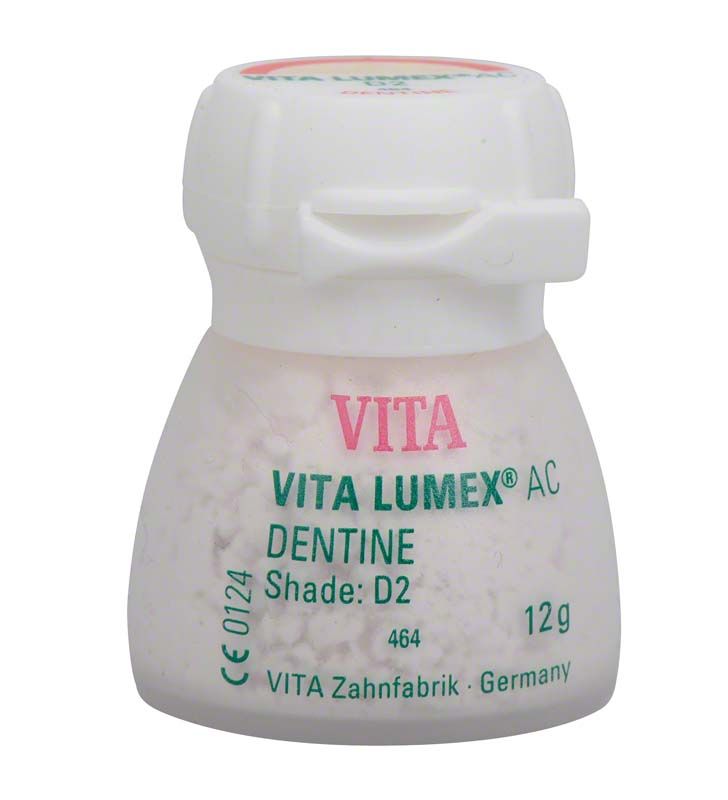 VITA LUMEX® AC Dentine 12g D2 Zahnersatzmaterial in Kunststoffbehälter.