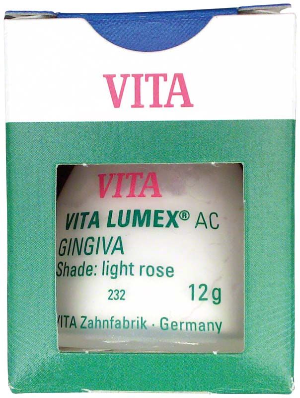 VITA LUMEX® AC Gingiva 12g in hellrosa Verpackung mit Produktinformationen.