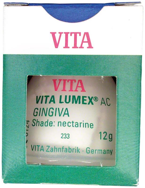 Verpackung von VITA LUMEX® AC Gingiva 12g, Farbton nectarine.