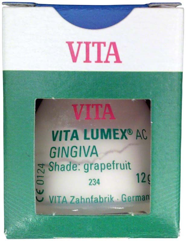 VITA LUMEX® AC Gingiva 12g grapefruit Zahnpulververpackung mit Beschriftung.