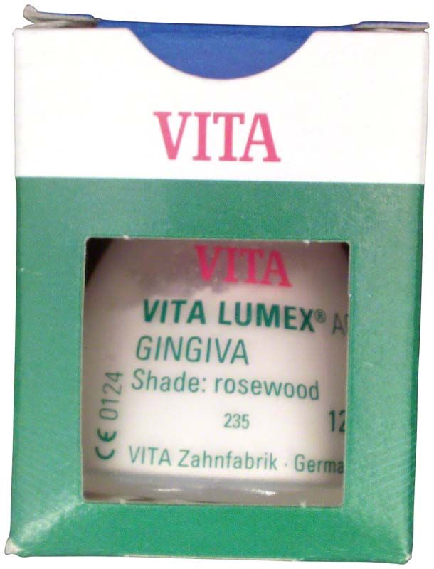Verpackung der VITA LUMEX® AC Gingiva 12g in Farbton Rosewood.