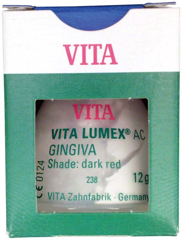 Verpackung von VITA LUMEX® AC Gingiva in dunkelrot, 12g.