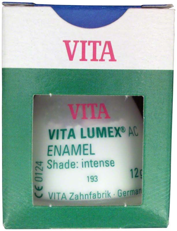 Verpackung von VITA LUMEX® AC Enamel 12g, Farbton intense.