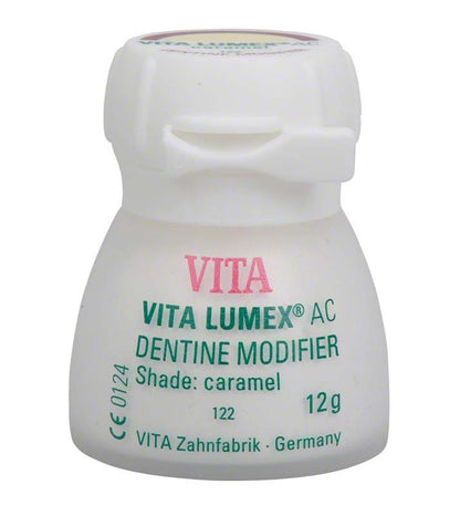 VITA LUMEX® AC Dentine Modifier 12g in Karamellfarbe, weiße Verpackung.