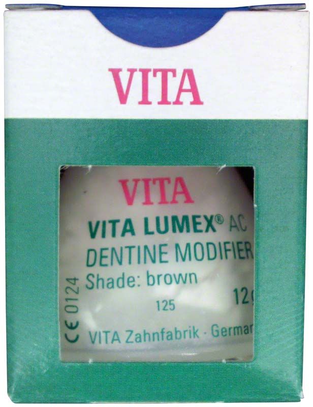 Verpackung des VITA LUMEX AC Dentine Modifier in braun, 12g.
