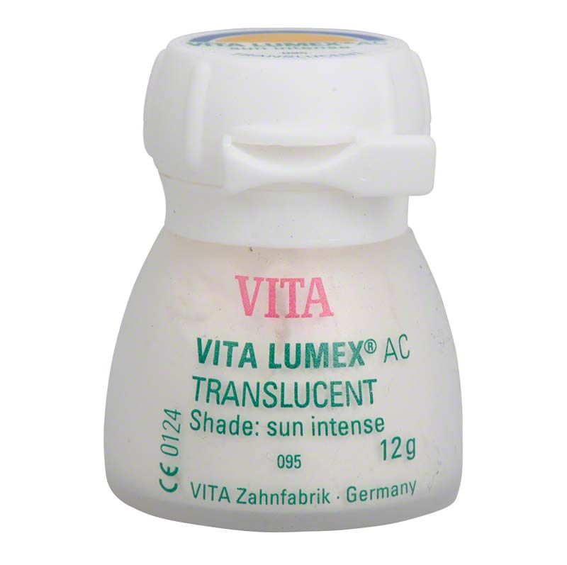 VITA LUMEX® AC Translucent 12g, Dentalpulver in weißem Behälter.
