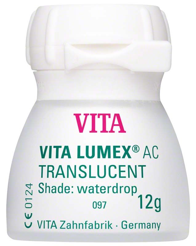 VITA LUMEX® AC Translucent 12g Zahnmassenflasche mit Beschriftung.