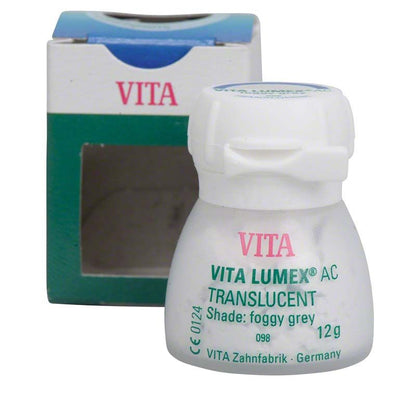 VITA LUMEX® AC Translucent 12g im Farbton foggy-grey vor Verpackung.