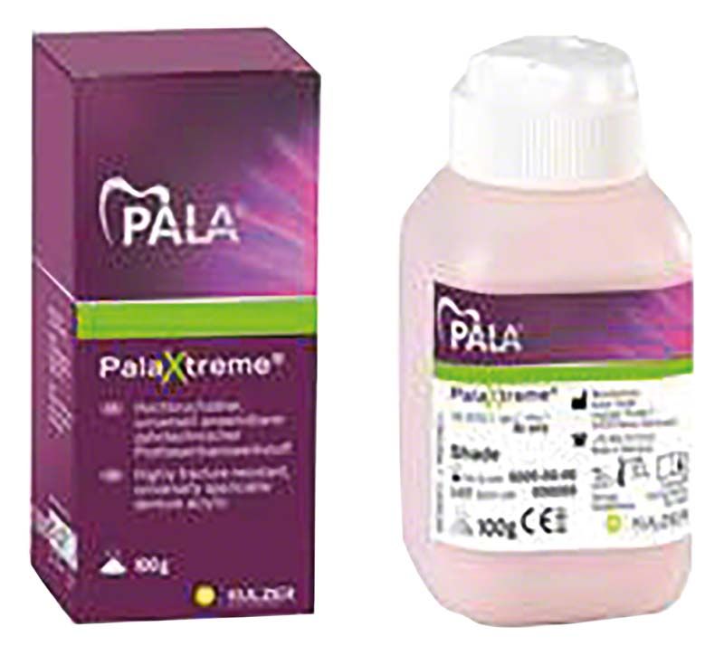 PalaXtreme® Pulver 100g rosa geadert, Verpackung und Flasche nebeneinander.