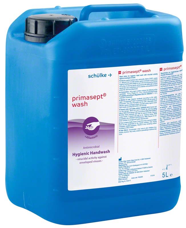 primasept® wash Kanister 5l mit Etikett für professionelle Handhygiene
