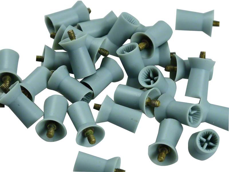 Einweg-Prophy Cups, hellgrau, weich lamellenförmig, Schraubtyp, 30 Stück.