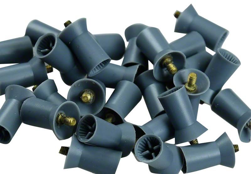 Einweg-Prophy Cups mit Schraubgewinde, dunkelgrau, lamellenförmig.