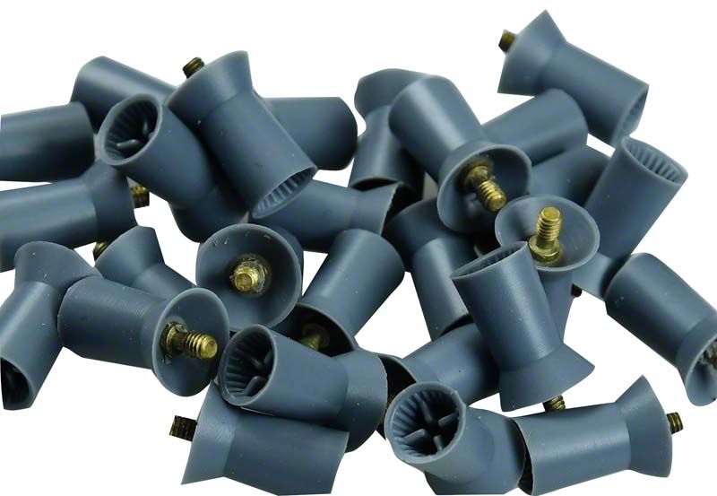 Einweg-Prophy Cups dunkelgrau mit Schraubverschluss und Lamellenstruktur.