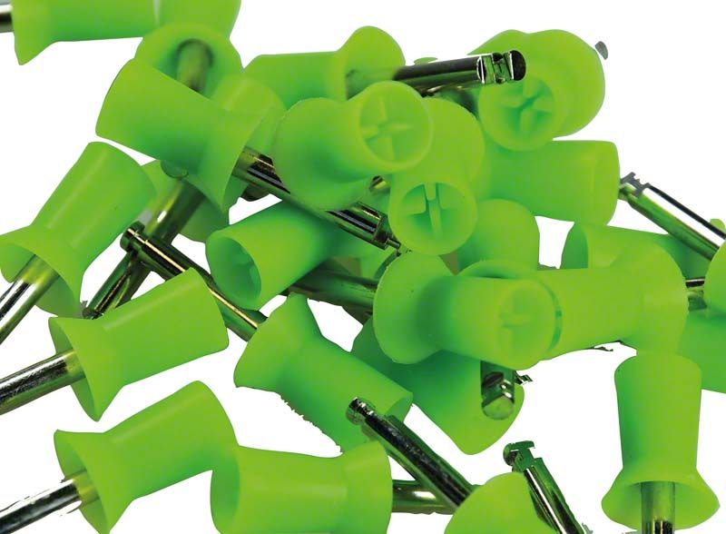 Weiche lamellenförmige Prophy-Cups in hellgrün für Zahnreinigung.