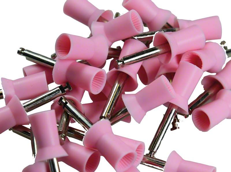 Einweg-Prophy Cups Latch-Type, gerippt, pink, 30 Stück.