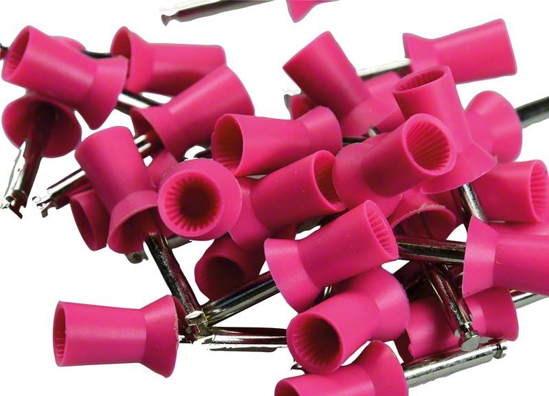 Einweg-Prophy Cups Latch-Type, hart gerippt, in Magenta, 30 Stück.