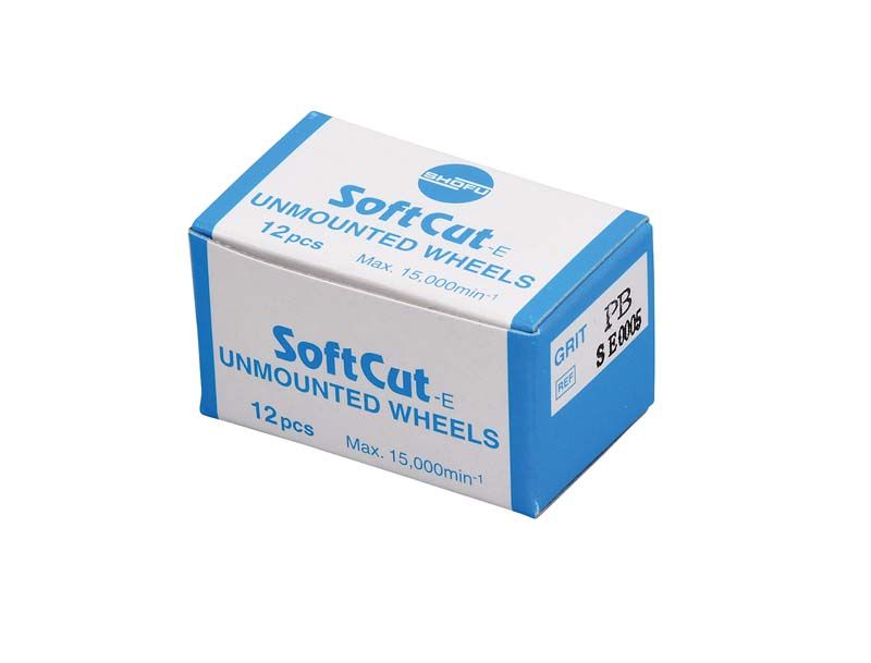 SoftCut-E HP PB Polierer unmounted wheel Verpackung mit blauer Markierung.