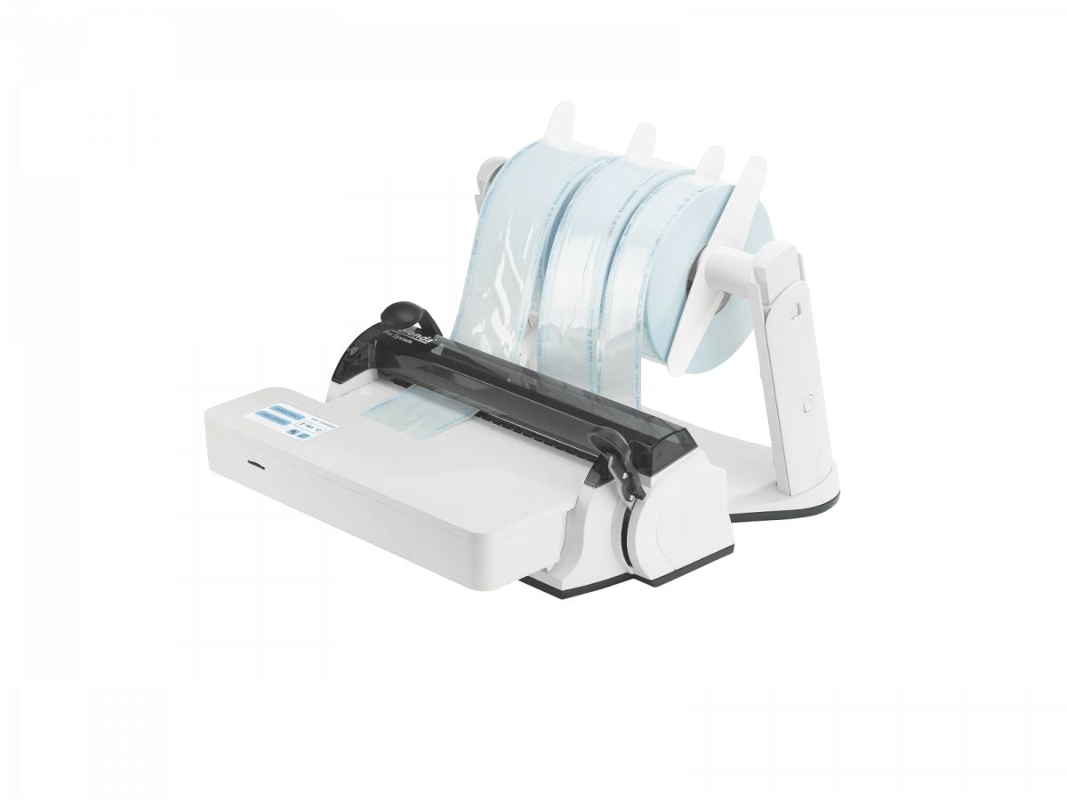 Euroseal Valida Foliensiegelgerät mit Rollenhalter und eingelegter Folienrolle.
