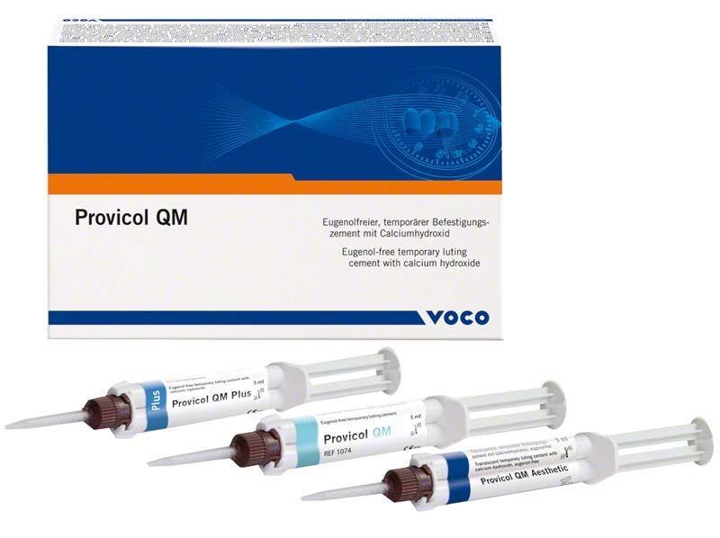 Provicol QM Set II mit drei Befestigungsspritzen und Verpackung.