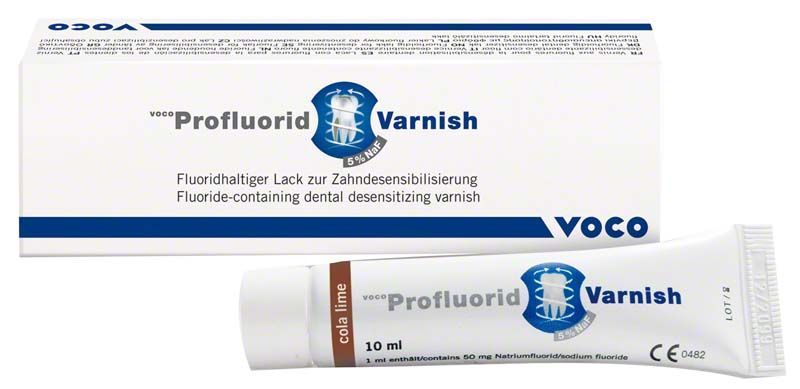 VOCO Profluorid® Varnish Tube 10ml Cola Lime mit Verpackung.