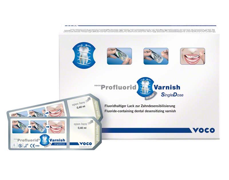 Verpackung von VOCO Profluorid® Varnish SingleDose mit Cola-Limetten-Geschmack.