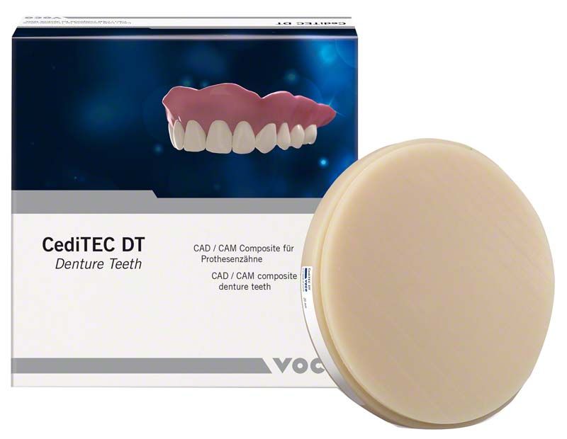 CediTEC DT Disc 20mm A3 für Zahnersatz mit Verpackung und Produktabbildung.