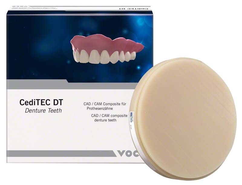 CediTEC DT Denture Disc 20mm für Prothesenzähne vor Verpackung.
