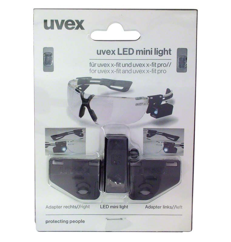 Schutzbrille Hager iSpec® Lux mit LED-Licht und adaptierbaren Seiten.