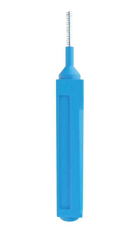 Interdentalbürste Mara Expert Premium Line Zip in Blau mit Schutzkappe.