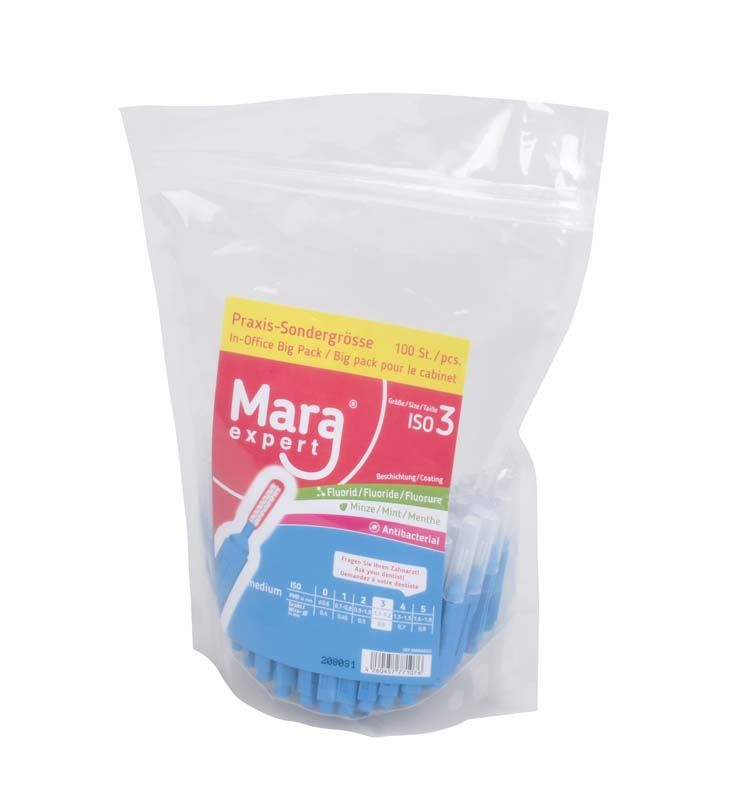 Mara Expert Premium Line Zip blau, mittel breit in Plastikverpackung mit ISO-Kodierung.