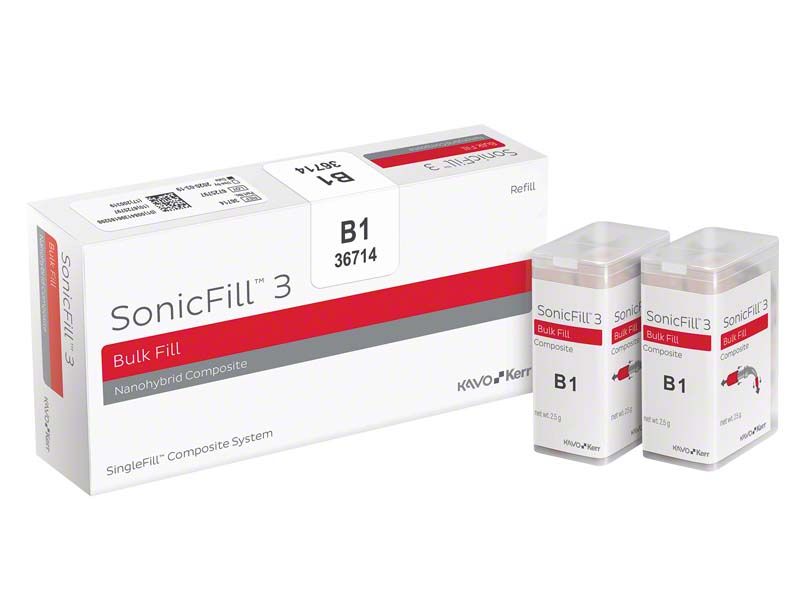 SonicFill™3 Komposit B1 Verpackung mit zwei Nachfüllkartuschen.