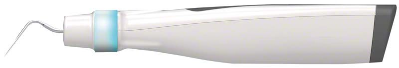 Elektrisches Endodontie-Instrument mit ergonomischem Griff und gebogenem Ansatz.