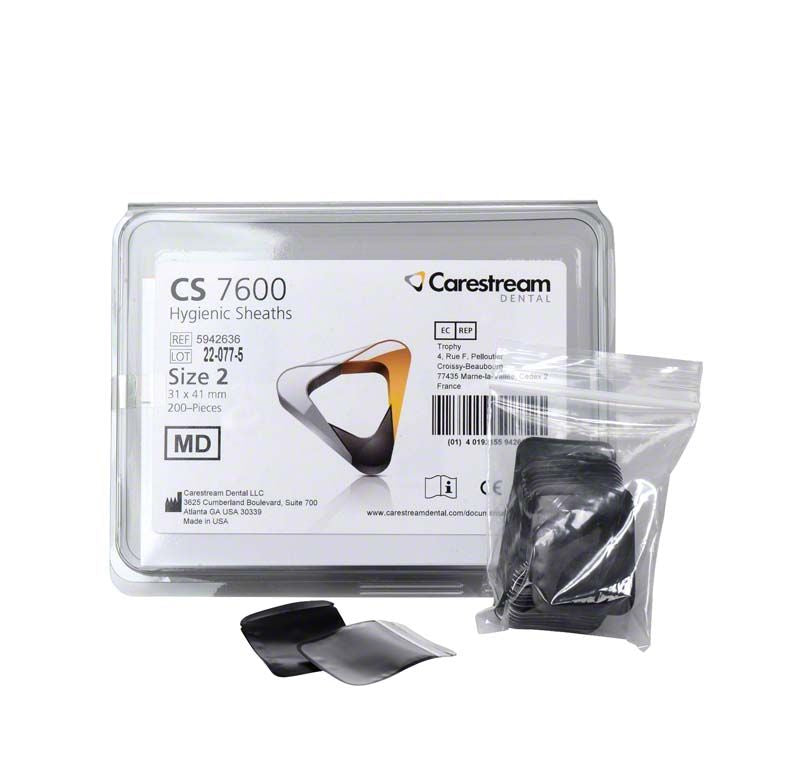 CS7600 Hygieneschutzhüllen Gr. 2 in Verpackung mit 200 Stück.