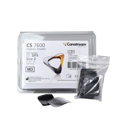 CS7600 Hygieneschutzhüllen Gr. 2 in Verpackung mit 200 Stück.