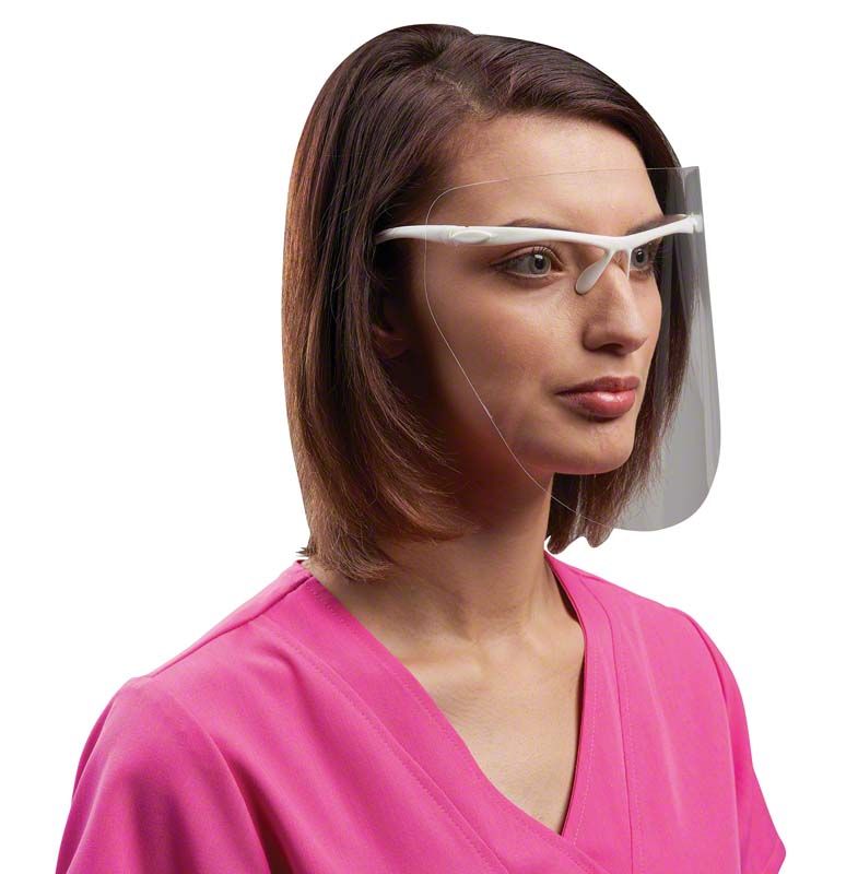 Gesichtsvisier Proto-Cam® Smart weiß, getragen von einer Person.