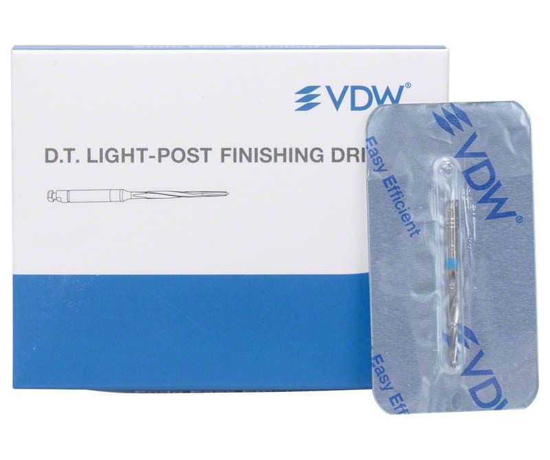 DT Light-Post Finishing Drill Gr. 3 mit Verpackung und Bohrer in Blisterpackung.