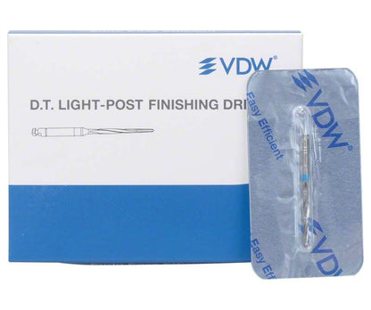 DT Light-Post Finishing Drill Gr. 3 mit Verpackung und Bohrer in Blisterpackung.