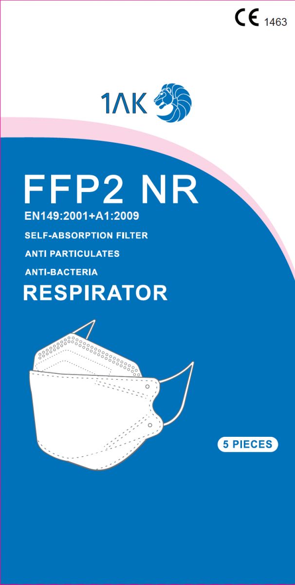 Miramask® FFP2 Atemschutzmaske, blaue Verpackung mit CE-Kennzeichnung und Produktdetails.