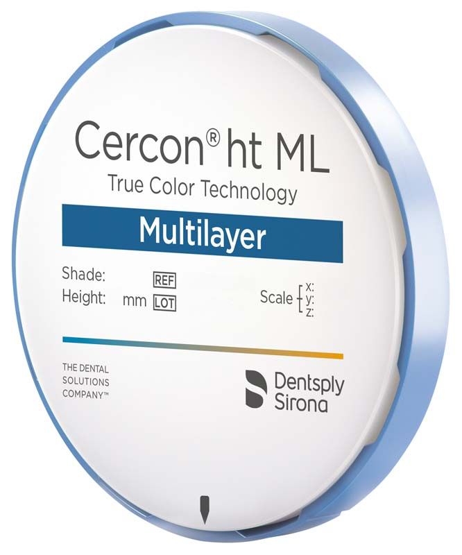 Cercon® ht ML Disk 18 A3,5 aus Zirkonoxid mit Multilayer-Farbverlauf.