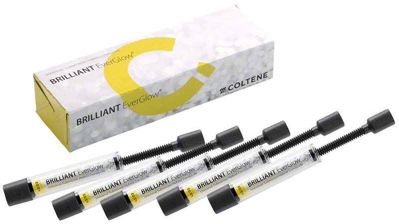 BRILLIANT EverGlow™ Eco Pack Spritzen A3/D3 mit Verpackung im Hintergrund