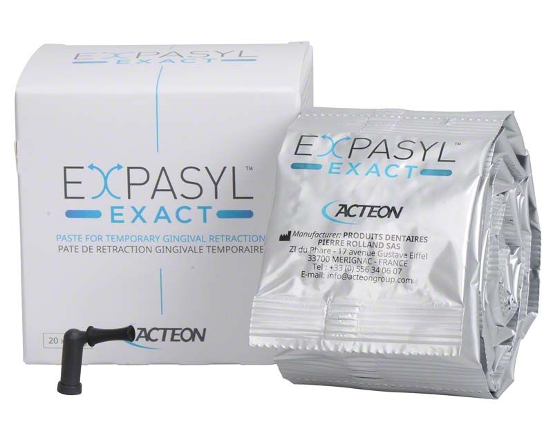 EXPASYL™ Exact Kanülen mit Verpackung und Acteon-Logo auf weißem Hintergrund