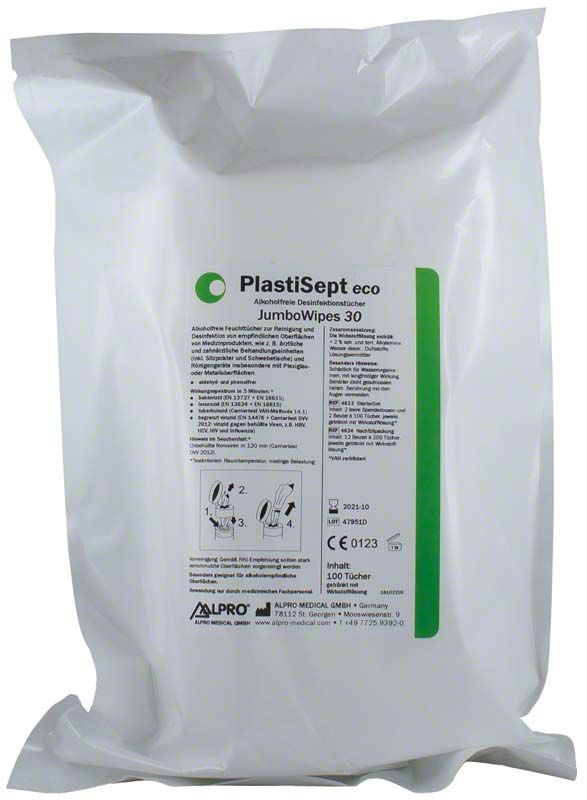 PlastiSept eco JumboWipes Nachfüllbeutel für Oberflächendesinfektion im medizinischen Bereich.